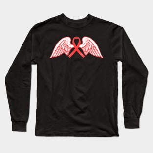 Red Awareness Ribbon with Angel Wings Long Sleeve T-Shirt